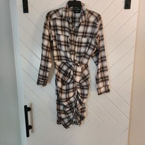 Vici Black and White Long Sleeve Cuffed Collar Dress